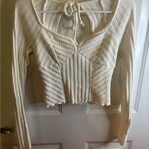 NWOT Atelier Cropped crocheted women's white top Size S